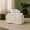2D Flat, 1pc 2D Flat Printing Minimal Pastel Stripe Decorative Vertical Line Pattern Tissue Box with Storage Organizer for Home, Kitchen, Car, Spill-R