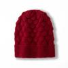 Women 100% Pure Cashmere Beanie Hat Textured Pattern Knit Winter Warm Soft Slouchy Skullies Cap Cold Weather Accessory