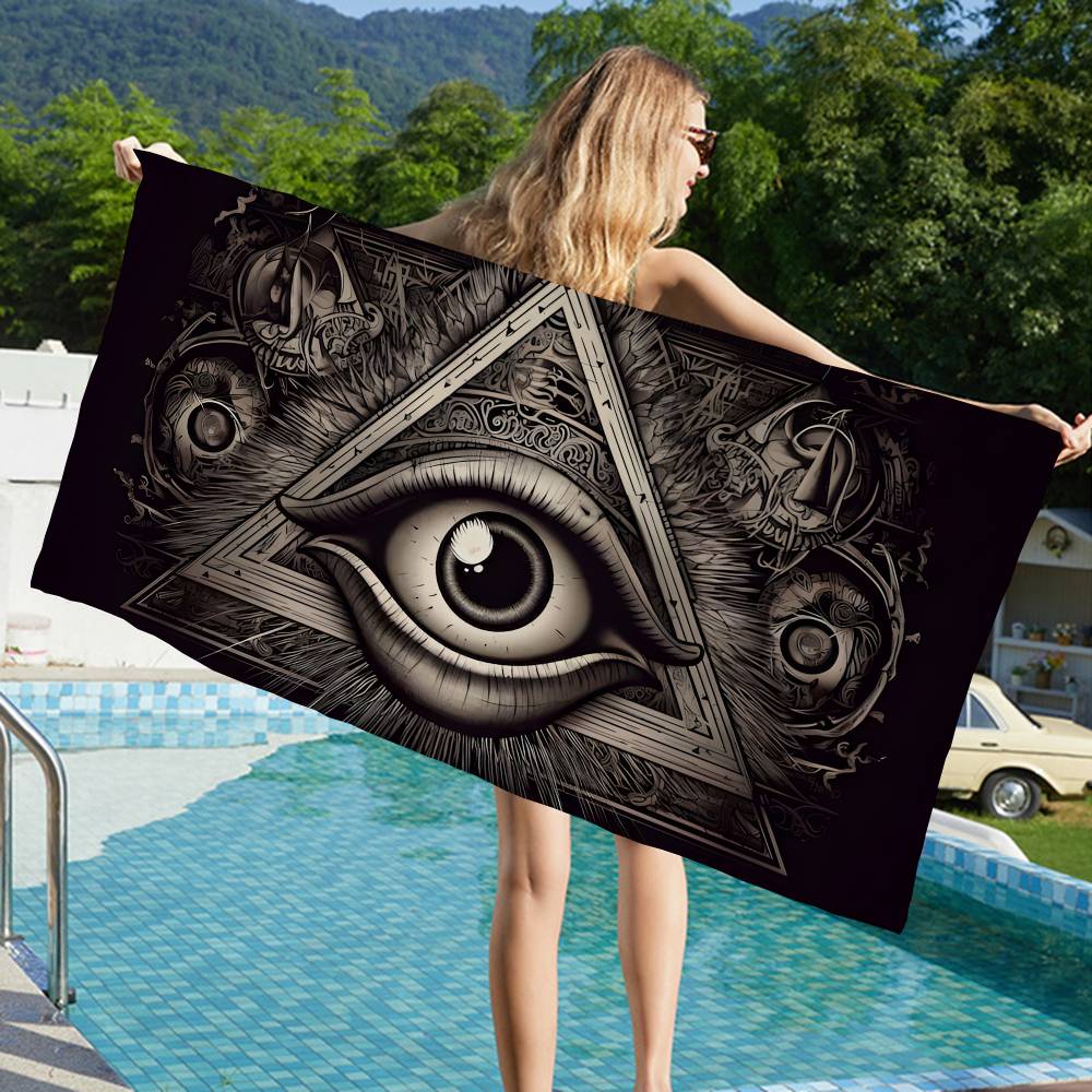 Freemason Illuminati Anime Bath Towel Microfiber Soft Water Absorbing Breathable For Girl Kids Decorative Cartoon Beach Towel