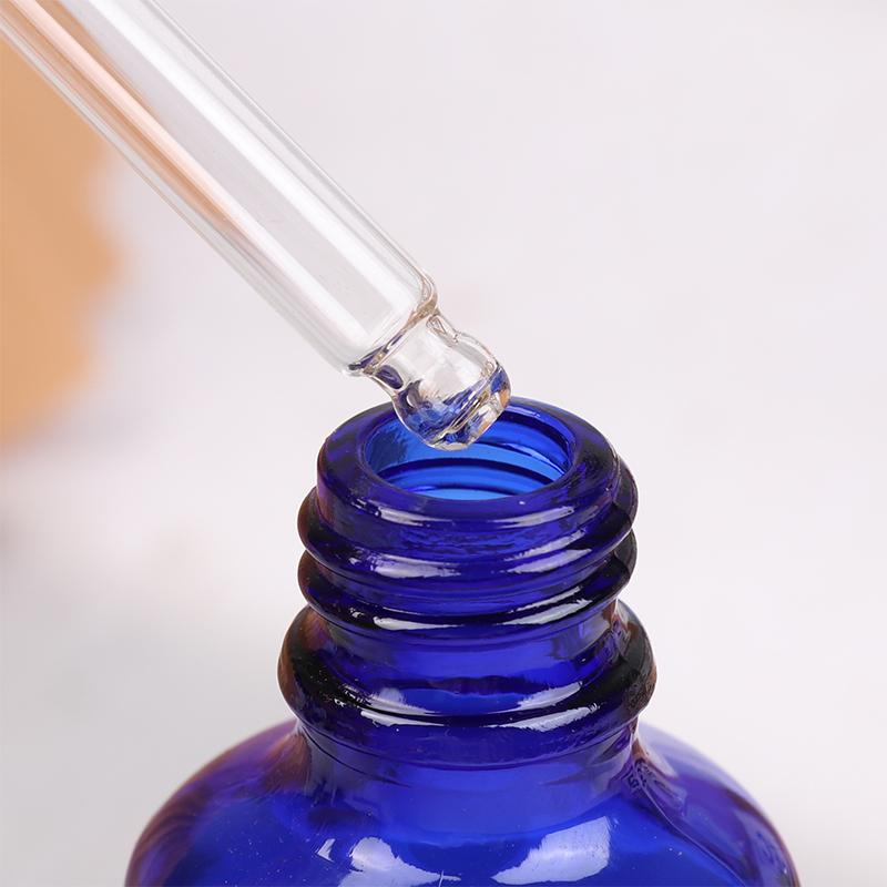 5ml-100ml Dropper Bottles With Scale Reagent Eye Drop Blue Glass Aromatherapy Liquid Pipette Bottle Refillable Bottles Travel