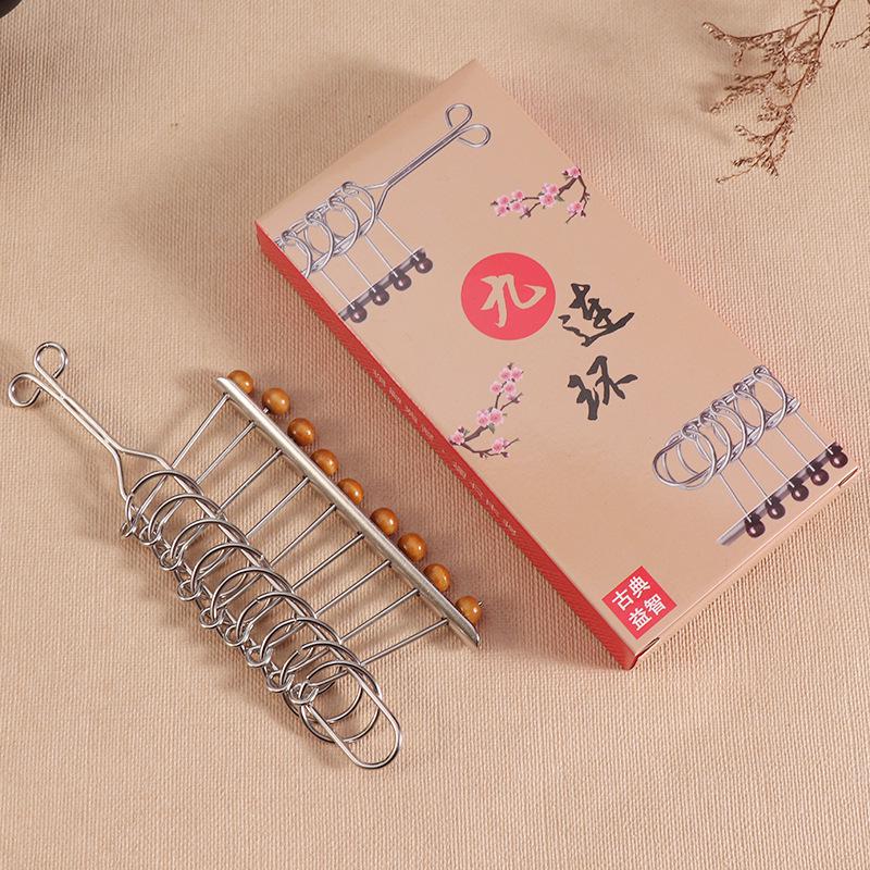 15cm Nine-Linked Rings Puzzle Set: Classic Brain Teaser Toy for All Ages