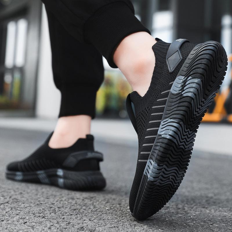 

Весенне-летние дышащие сетчатые туфли, полностью черные, тонкие, дезодорирующие, дышащие, с крупной сеткой, сетчатые, надпись, повседневные, рабочие, мужские туфли 44