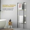 Towel Rail, Freestanding, 4 Bars, 49x5.5x167.5cm, Black/Natural Wood