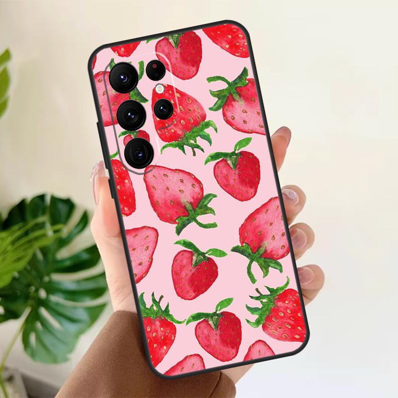 

Strawberry Red Soft Case For Samsung Galaxy S25 S21 S22 S23 S24 Ultra S9 S10 Plus S20 FE S24 FE Phone Cover Galaxy S24Ultra