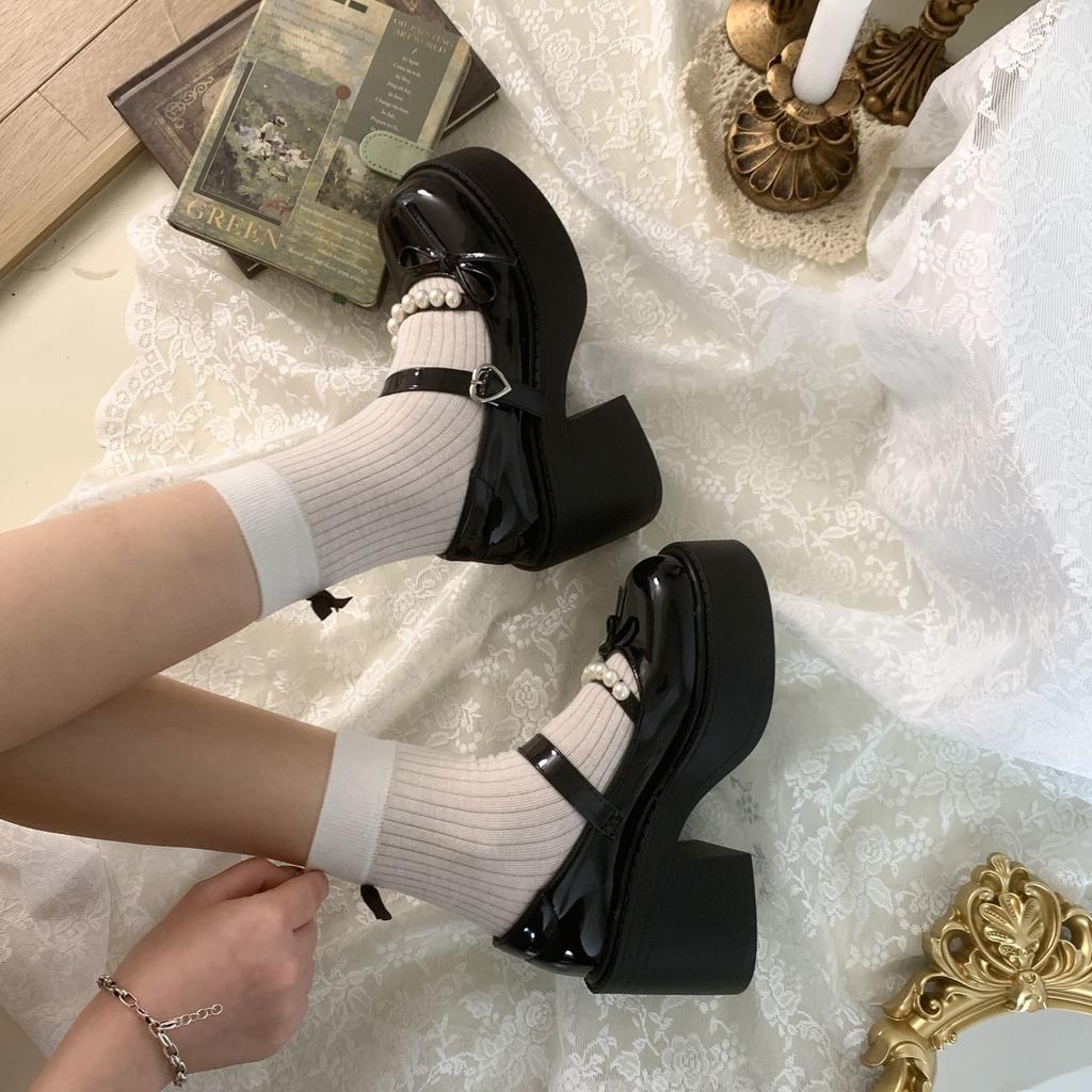 Big Head French British Retro Versatile Mary Jane Small Leather Shoes Thin 2025 Summer Heightening Platform College