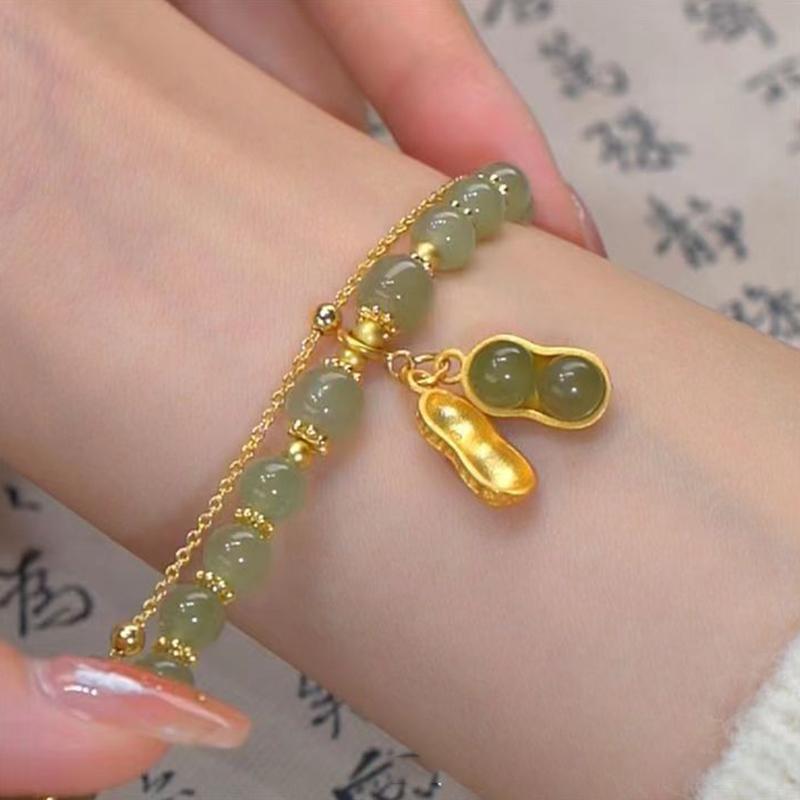 Double Layer Women'S Imitation Jade Beaded Bracelet Jewelry Girls Wedding Party Korean Jewelry Gift