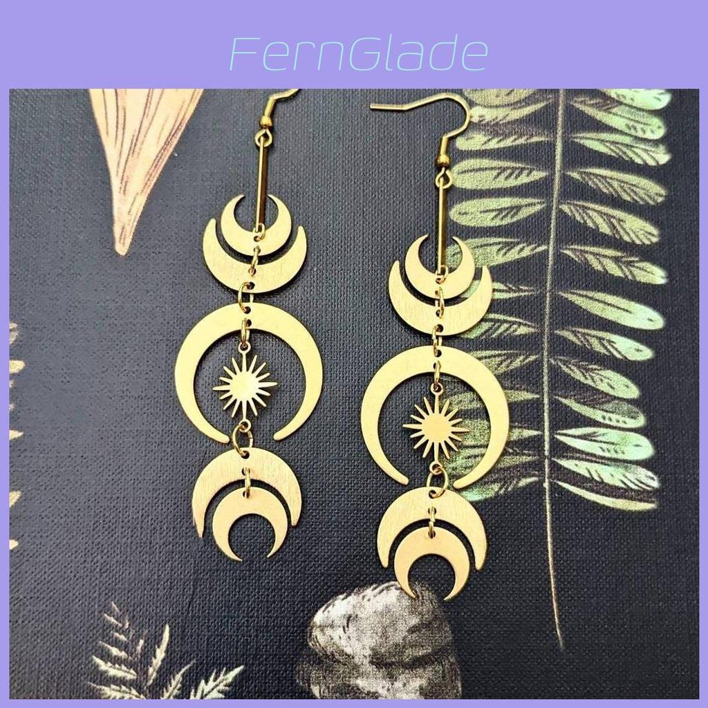 Moonphase Declaration Earrings With Geometric Alloy Design For Women Fall