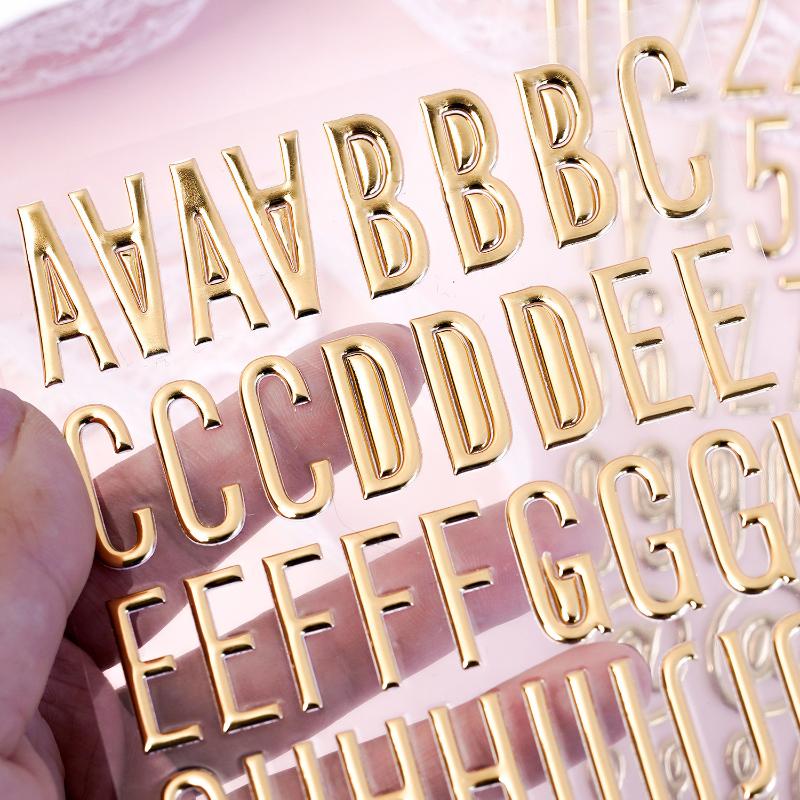 1/3 Sheets 3D Gold Letter Number Stickers Letters Stickers Self Adhesive Stickers For Diy Crafts Scrapbooking Decorative Decal