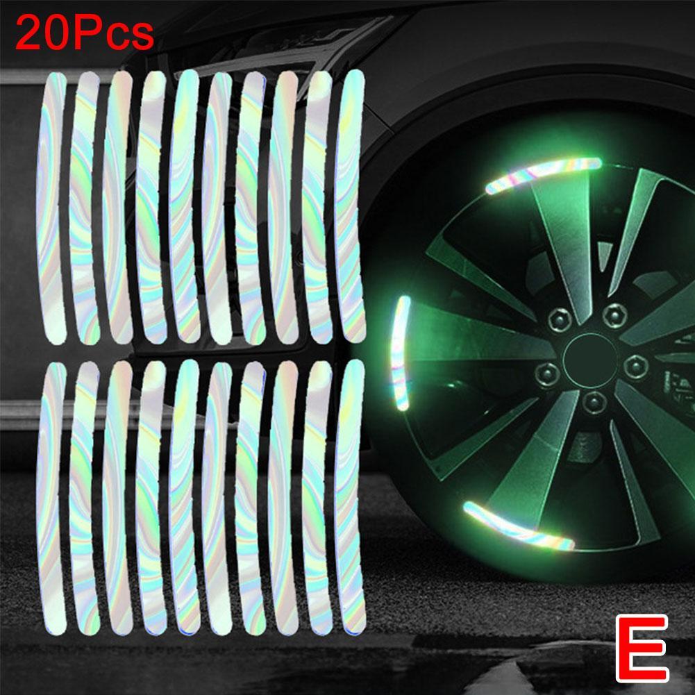 20Pcs Motorcycle Wheel Reflective Stickers Night Safety Warning Strips Motorcycle Helmet Bike Hub Styling Night Reflector Decal