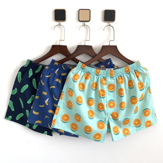 Men Elastic Waistband Thin Men Panties Coconut Tree Print Loose Shorts Briefs Breathable