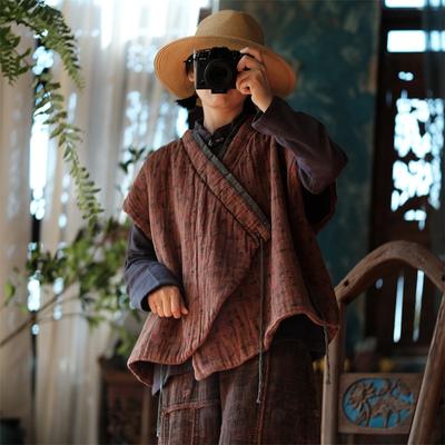 Women Vintage Bandage Plus Cotton Vests Coats V-Neck Sleeveless Winter Clothes Warm Women Chinese Style Vests