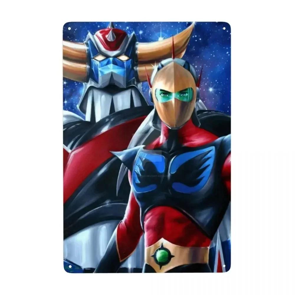 Vintage Goldorak Grendizer Metal Tin Sign  Custom Anime UFO Robot Goldrake Wall Art Decor for Pub Cafe Yard  Rectangle Plaque