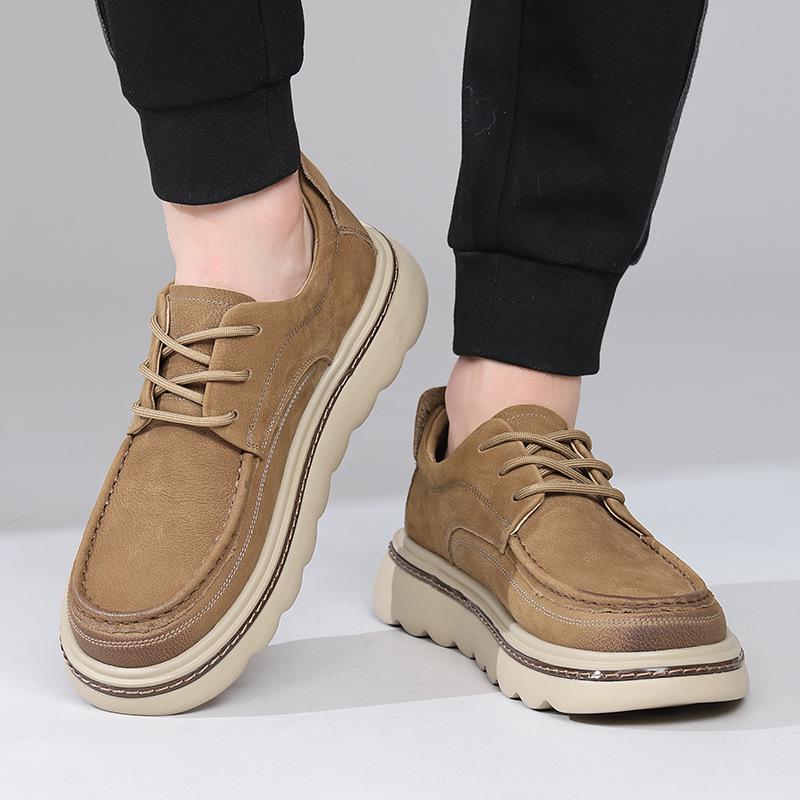 Men's Retro Genuine Leather Thick Sole Casual Shoes - 2025 Autumn Collection