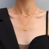 European-American Geometric Star Double-Layered Necklace, 18K Gold, Titanium Steel, Women's Collarbone Accessory.