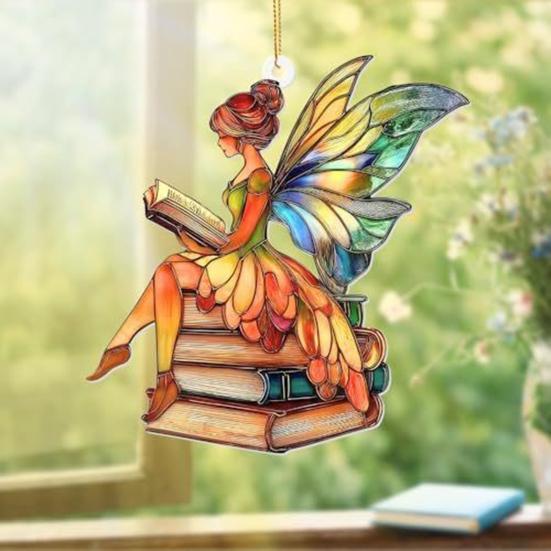 Platta akrylhänge med djur, färgglada solfångare för fönsterhänge, julgranspynt, trädgårdsdekoration, handgjord present till fjärilsälskare