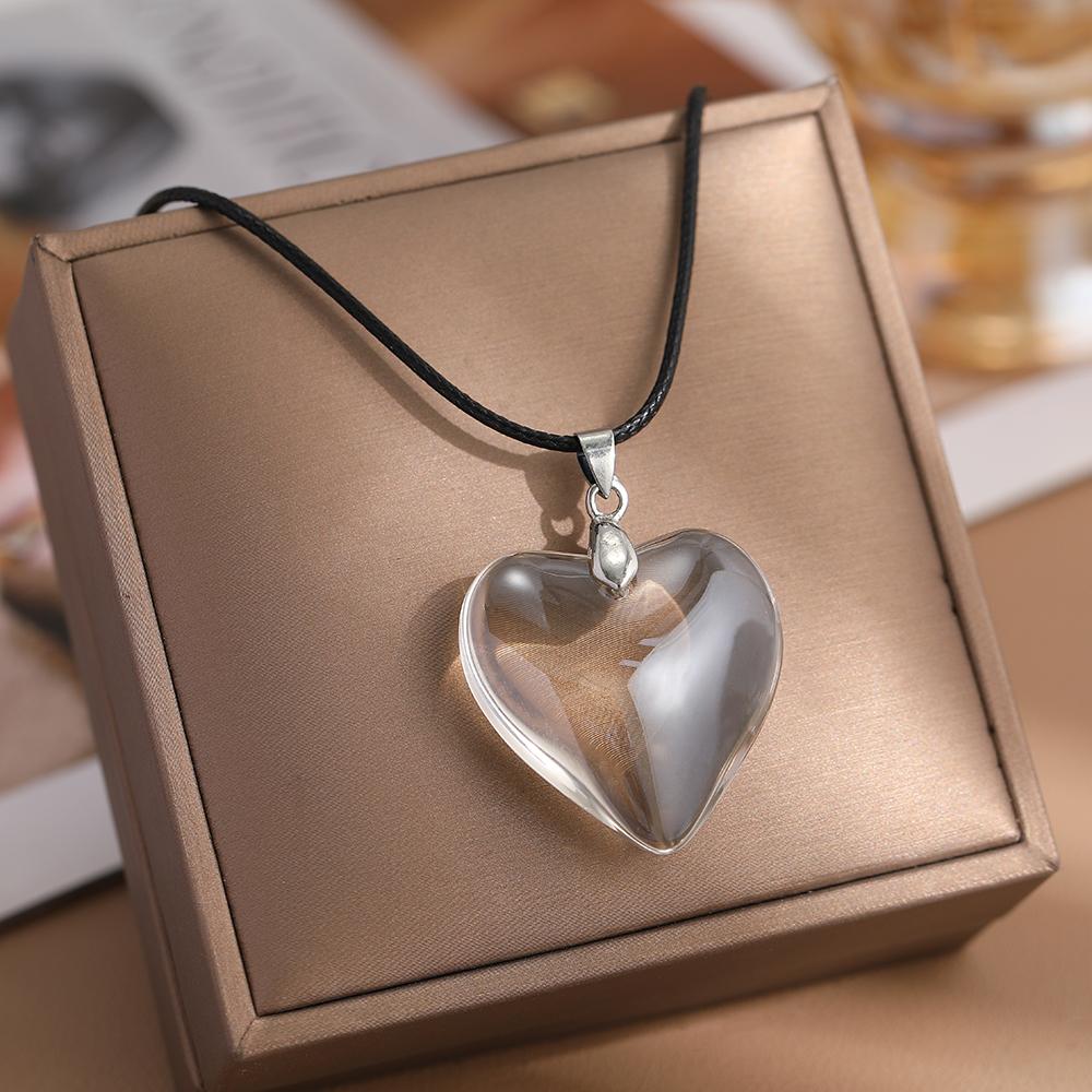 2000S Aesthetic Y2K Love Heart Necklace For Women Fashion Grunge Hip Hop Pink Hearts Pendants Necklaces Girl Rave Gift Jewelry
