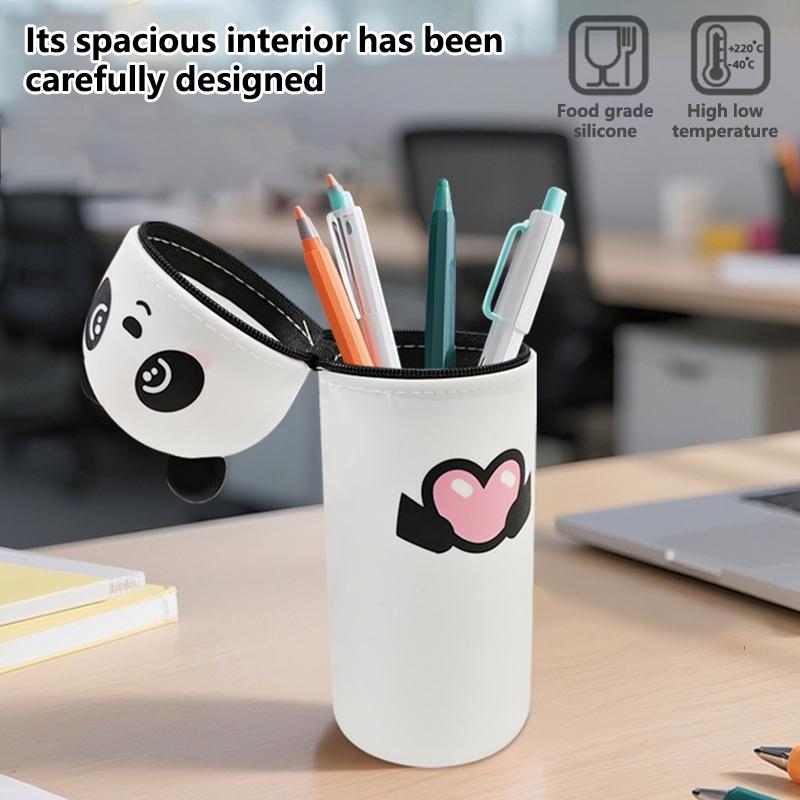 Kreatives hochwertiges Cartoon Panda Federmäppchen Silikon Tierform Stifttasche Faltbar mit Reißverschluss Schreibwaren Aufbewahrungstasche