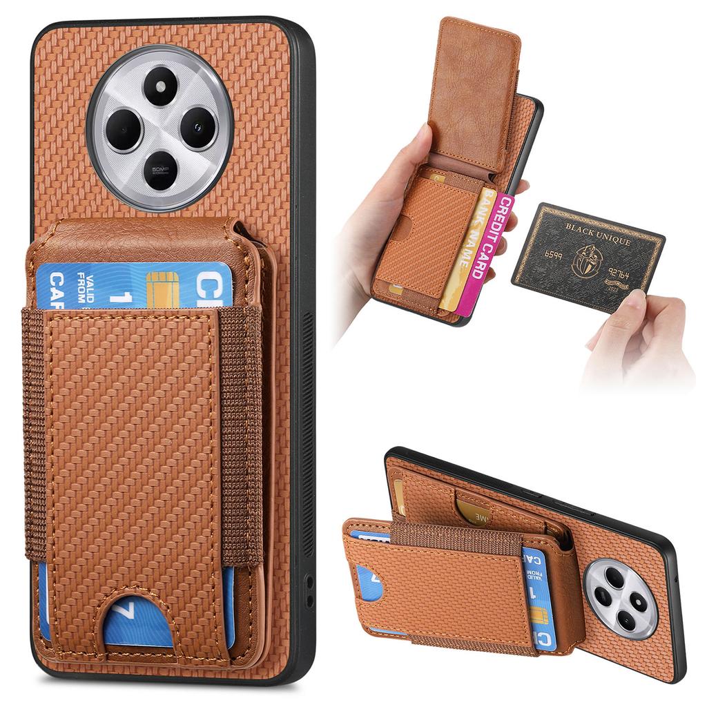 Case with Card Holder For Xiaomi Redmi 14C 4G/14R 5G/Poco C75 4G Leather+PC+TPU Kickstand Phone Cover