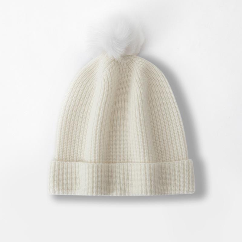 New Style Women's High End Solid Color Fur Ball Warm and Fashionable Knitted Cuffed Casual Toe Cap