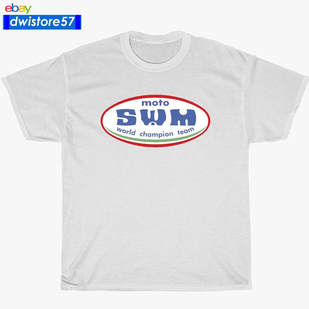 New SWM Moto World Champion Team Logo Black/Navy/White/Sport Grey T-Shirt S-5XL