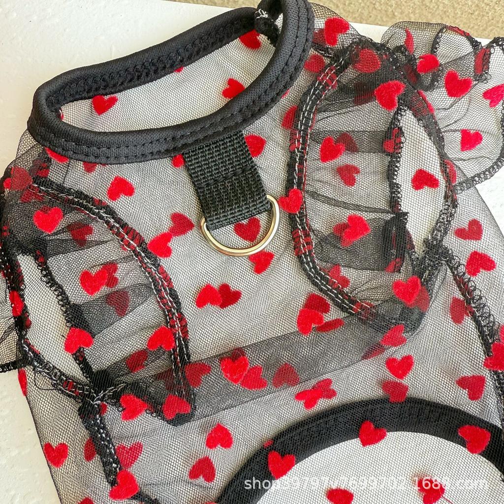 Love Mesh Flying Sleeve Vest Summer Thin Breathable Dog Cat Clothing Supplies Anti-hair Loss Soft Bichon Dog