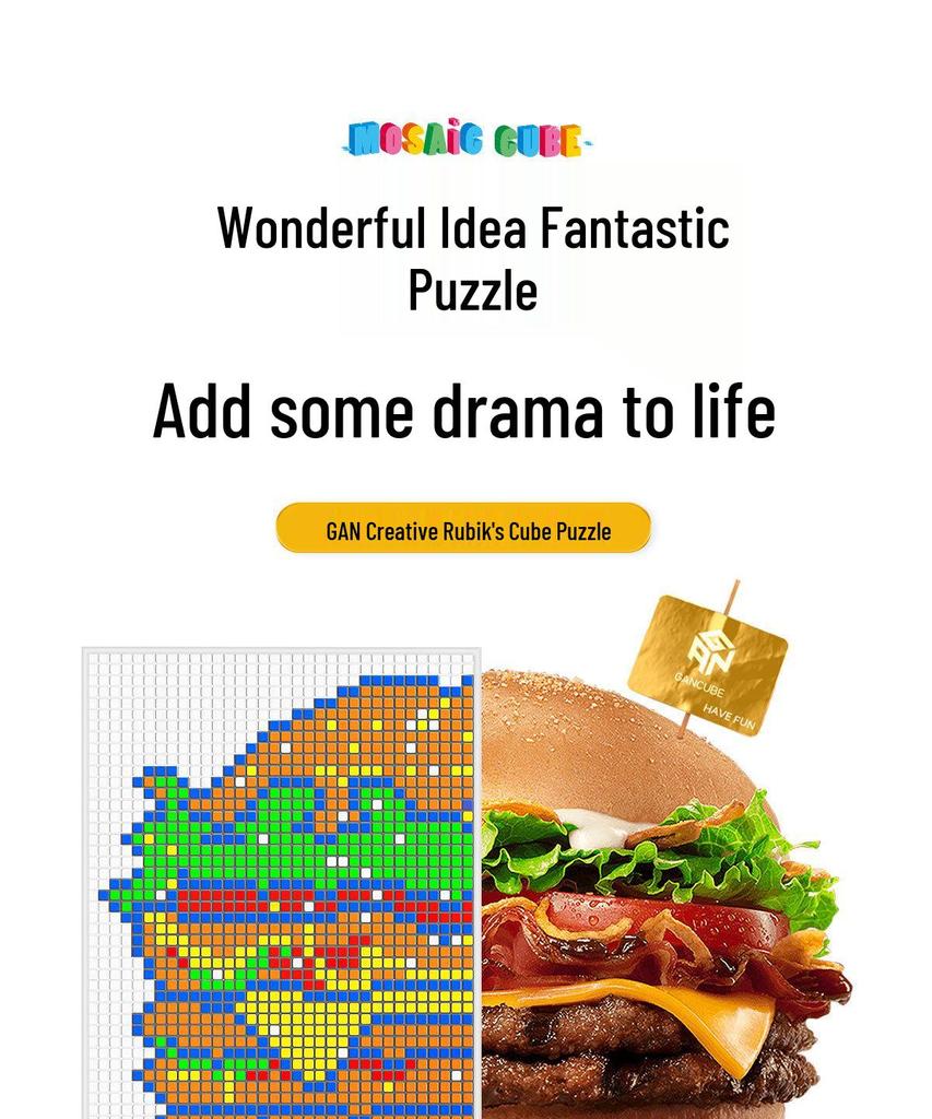 Rubik's Cube Mosaic Puzzle Board - Creative Educational Toy for Kids DIY Gift