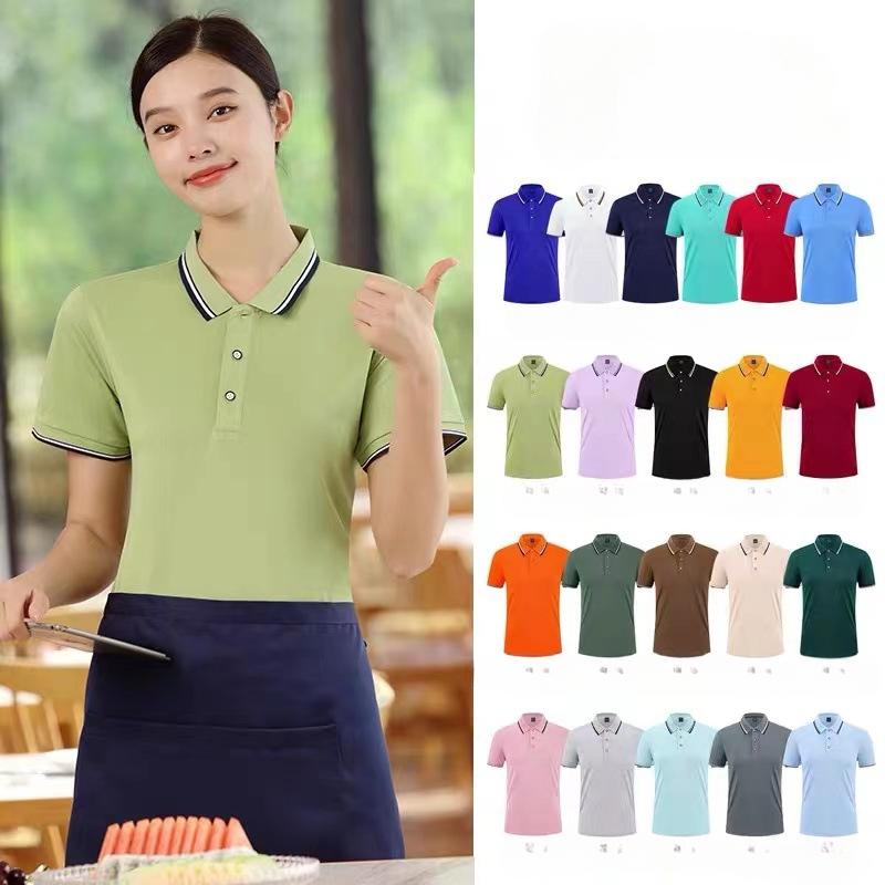 Women Summer Polo Shirt Ice Silk Short Sleeve Workwear T-shirt Ladies Training Casual Teacher's Clothing