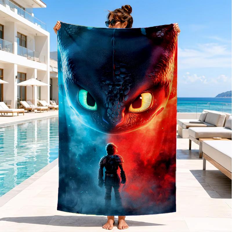 Energetic Alien Character Beach Towel, Super Soft Microfiber, Perfect Gift for Her/Him, Birthday, for Pool, Beach, Travel, Decor Beach Party