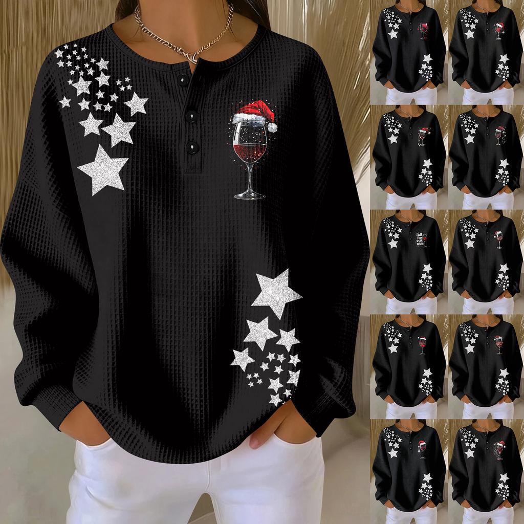 Women's Casual Shirts Long Sleeve Tops Button Up V Neck Loose Knit Fall Favorites For Women