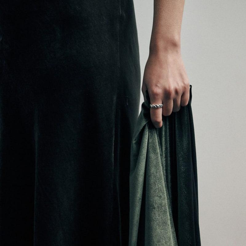 green [925 silver] Five.silver.217 / large end ring