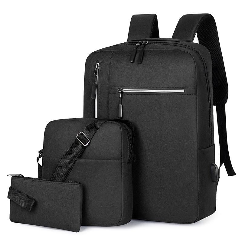 Backpack Men'S Premium Sense Backpack Business Commuter Multifunctional Three-Piece Set Large Capacity School Bag Male College Student