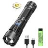 High Power White Laser Flashlight Super Bright LED Spotlight Long Range Torch Zoom Emergency Outdoor With Battery Indicator