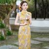 Yellow Sleeveless National Style New Chinese Suzhou Long Cheongsam Improved Young 1011 New Women's Premium Sense