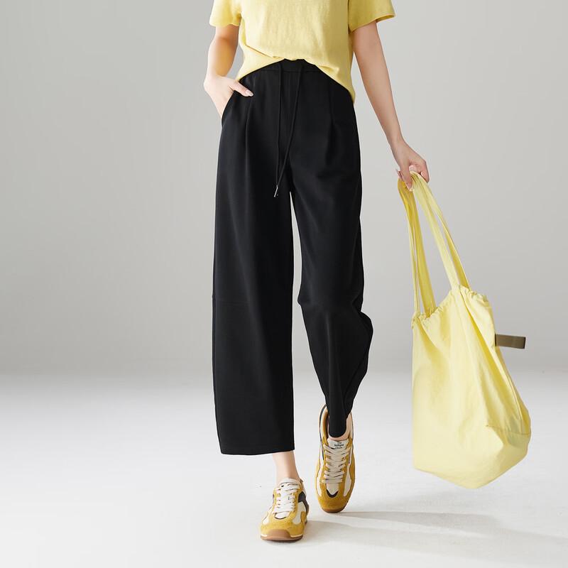 SOFSIL Women s Elastic Waist Wide-Leg Cropped Casual Pants 27/M