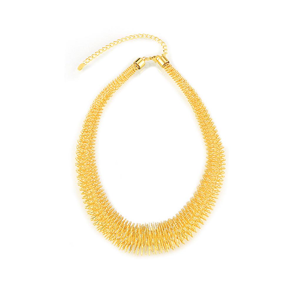 Extra velký pružinový trendy zlatý choker s přehnaným designem z titanové oceli