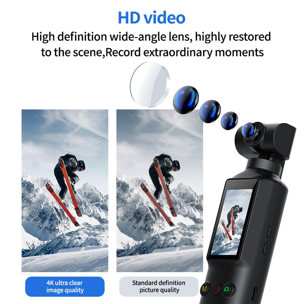 4K Action Camera Handheld Sports Camera Pocket Cam 270 Rotation Camera for Outdoor Sport Travel