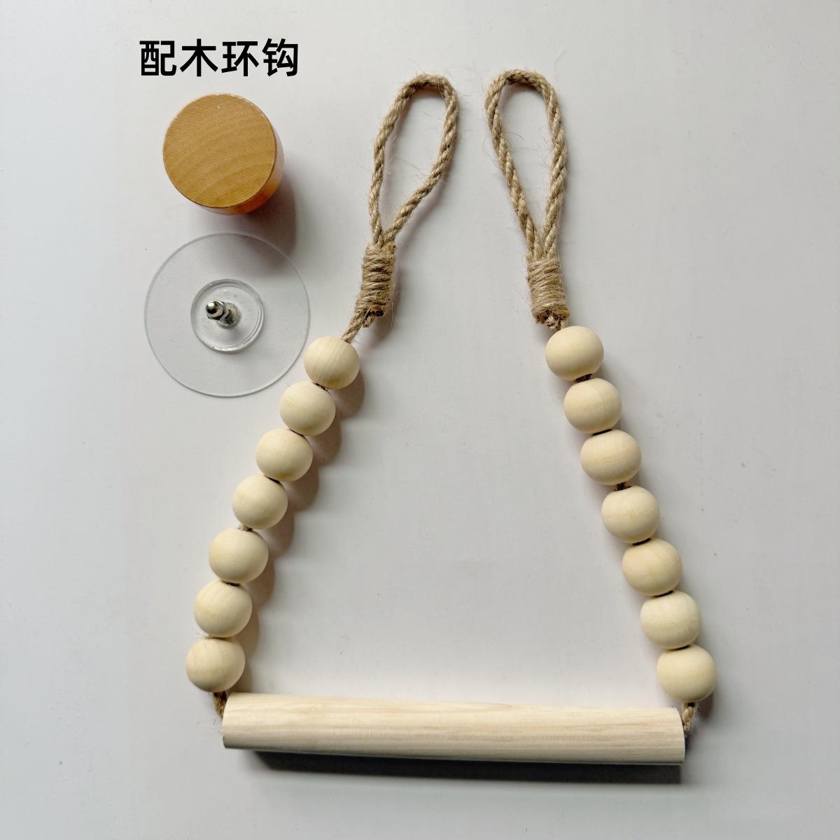 

Drill-Free Jute Rope Paper Towel Holder, Solid Wood Woven Towel Rack, Toilet Paper Holder,Elegant Practical Bathroom Accessories