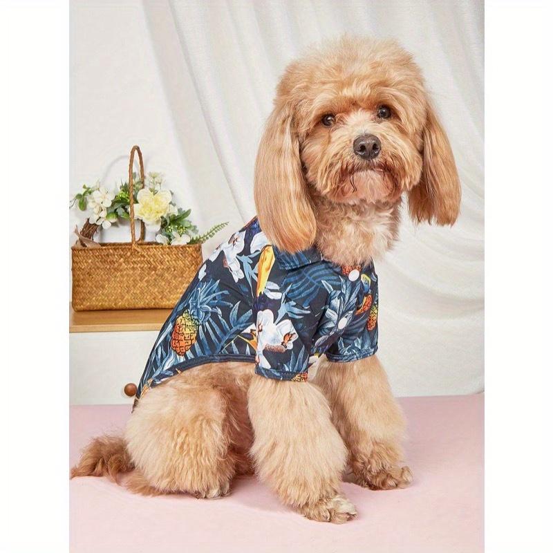 Hawaiian Beach Vacation Two Feet Button Up Pet Shirt With Collar For Cats And Dogs In Spring, Summer, Autumn