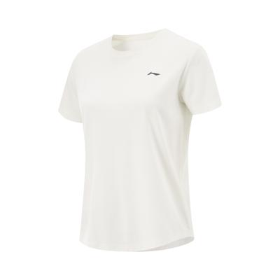 Camiseta Confortável Versátil Simples Cor Sólida Gola Redonda Manga Curta Tops Femininos Off-White ATSV044-2