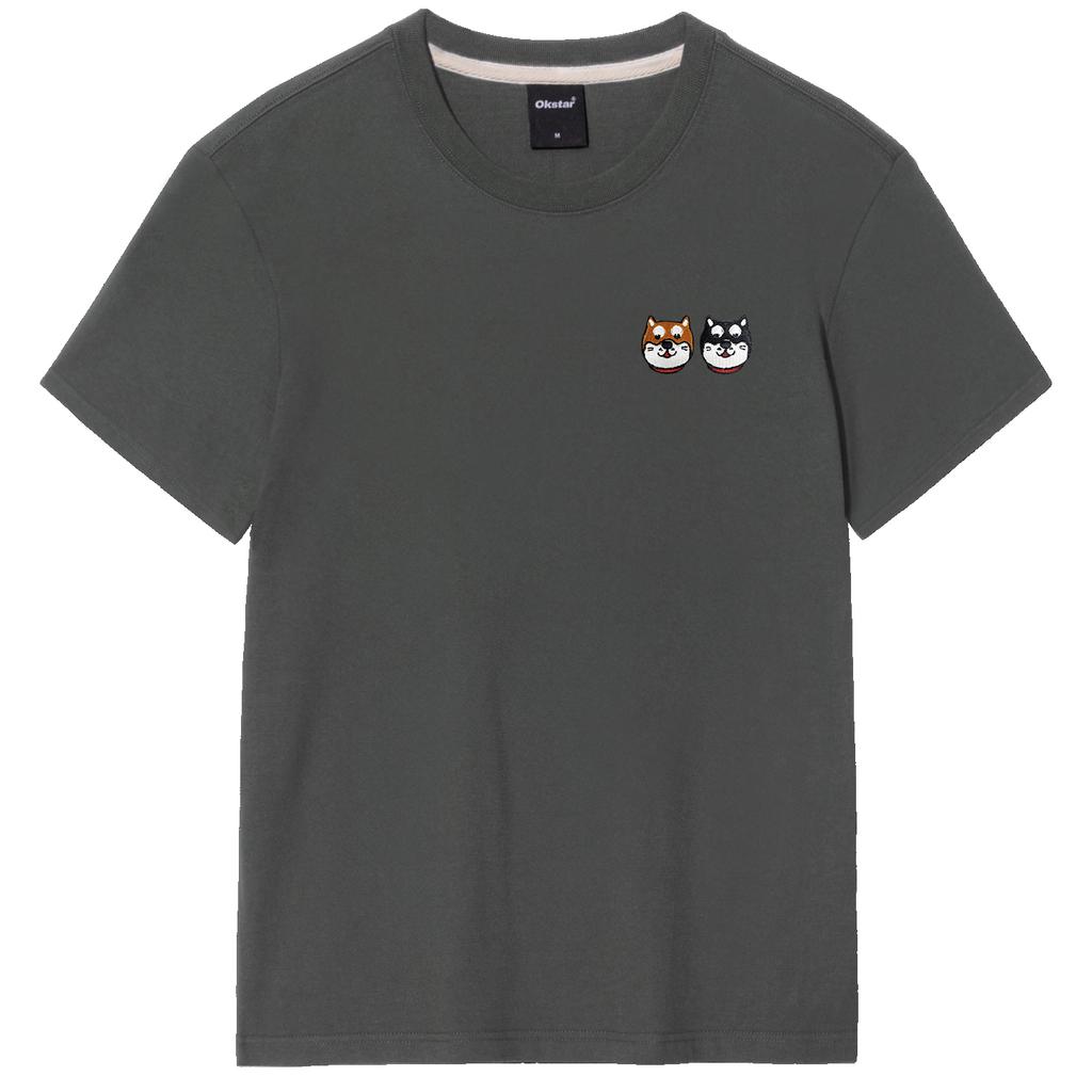 OKSTAR Shiba Friends Embroidered Short Sleeve T-Shirt (Type B)