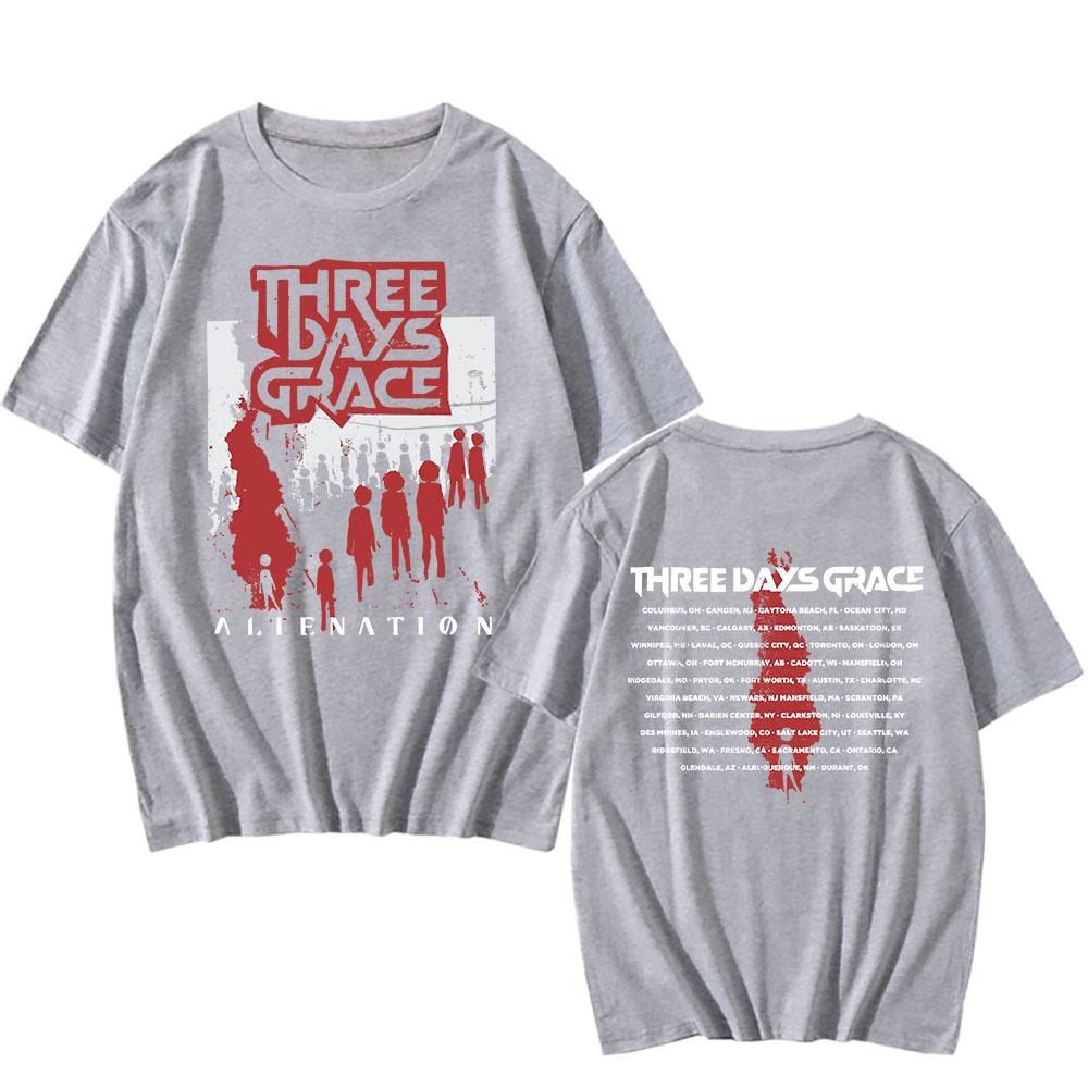 ALIENATION 2025 TOUR CAMISETA THREE DAYS GRACE Estampado Camisetas Algodón Moda Camiseta Manga Corta Unisex Ropa de Calle Hombre Mujer Camisa