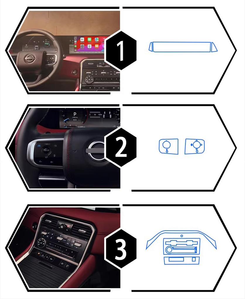 Car TPU Interior Protector Pre-cut Film For Nissan Patrol Armada 2025 LHD Auto Navigation Gear Panel Center Console Auto Cover