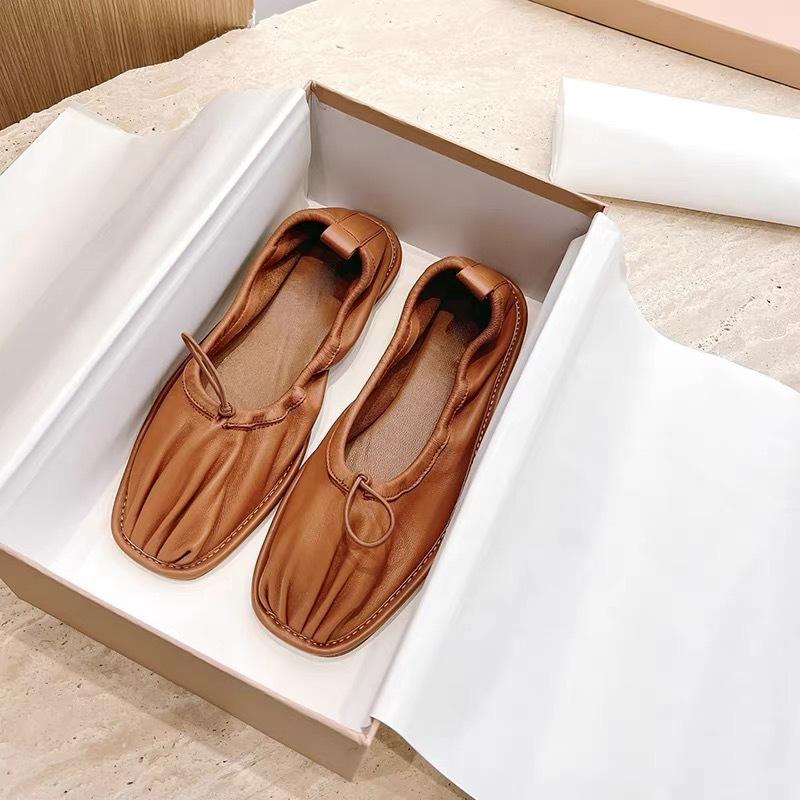 Spanish Niche Leather Mary Jane Flats Bow Badong Dance Shoes Grandma Shoes Women's Single Shoes