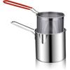 Small Deep Fryer Pot with Basket, Mini Deep Oil Fryer, 304 Stainless Steel Gadgets with Anti Scalding Silicone Handle, Fryer Pot for Home Tempura