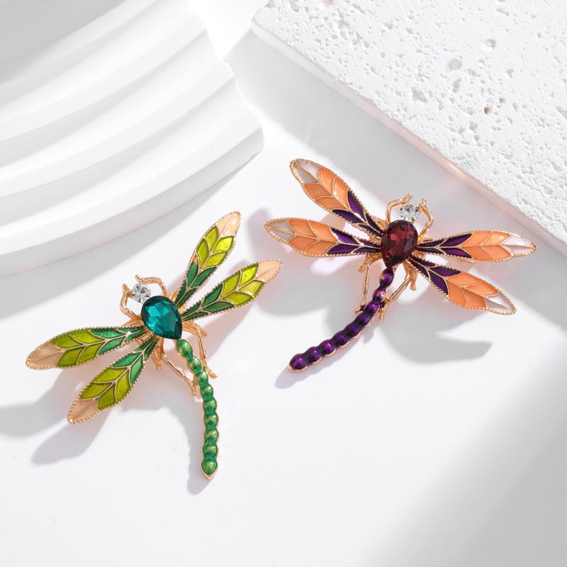 Animal Alloy Brooch With Electroplated Dragonfly Design For Women And Men