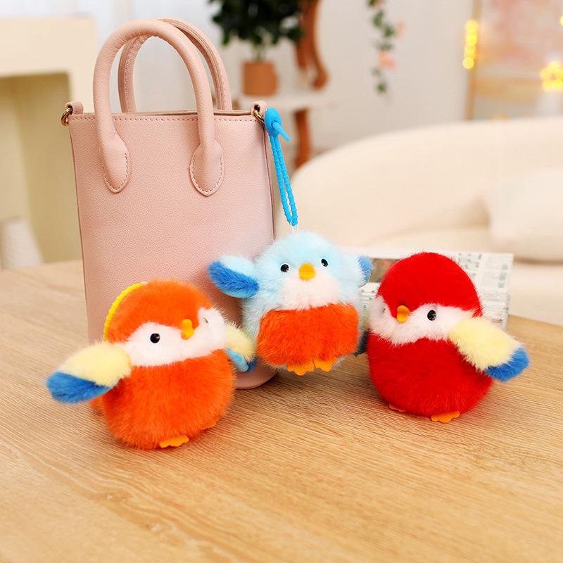 Charming Sparrow Bird Plush Pendant Keychain for Girls' Bags Ornaments