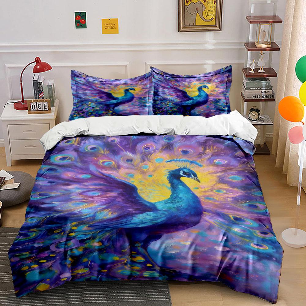 

Colorful peacock with feathers. Bedding sets Duvet cover sets Duvet covers Pillowcases(1 * Duvet Cover 2 * Pillowcases, without duvet insert) 135x200cm