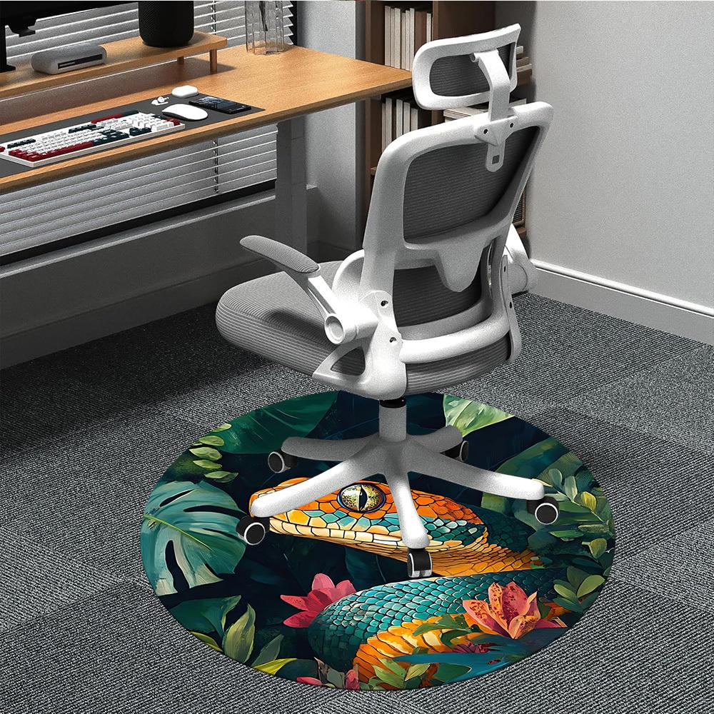 1pc Snake Jungle Office Round Area Rug, Indoor Mat Suitable For Office, Under Office Chairs Bedroom Living Room Home Decor, Room Deco