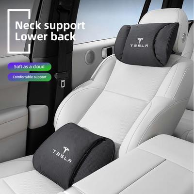 Autoaufkleber Hochwertiges Leder Autositz Kopfstütze Komfort Lendenstütze Nackenkissen Für Model 3 Y S Cybertruck Coil Bonina