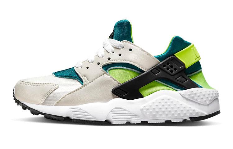 Nike Air Huarache Run White Volt Bright Spruce GS 654275-045 37.5